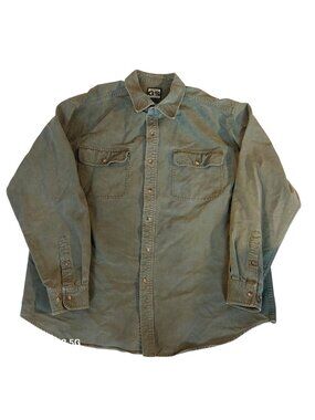 Gander Mountain Guide Series Mens XL Button-Up Shirt Green Long Sleeve Cotton Ca